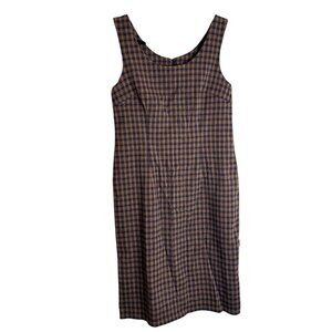 Vintage Plaid Jumper Dress Sz M | Brown Wool Preppy Academia Clueless Schoolgirl